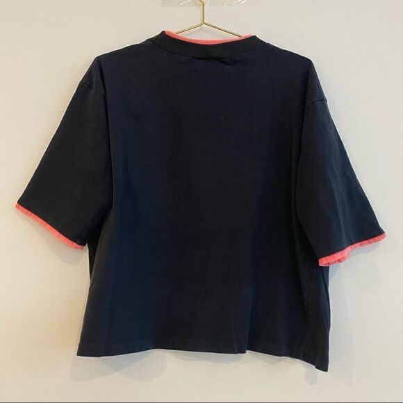 Vintage Black Boxy Layered Collar Neon Ombré Palm Tree Bahamas Graphic Tshirt XL - Picture 2 of 8